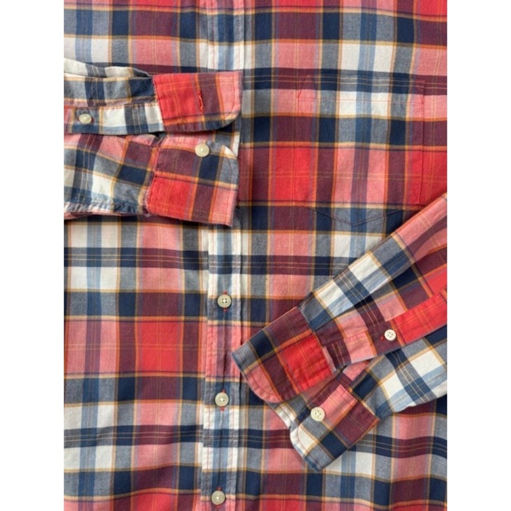 J Crew Summer Plaid Shirt Mens MED Madras Plaid Cotton Button Down Long Sleeve - Picture 3 of 9